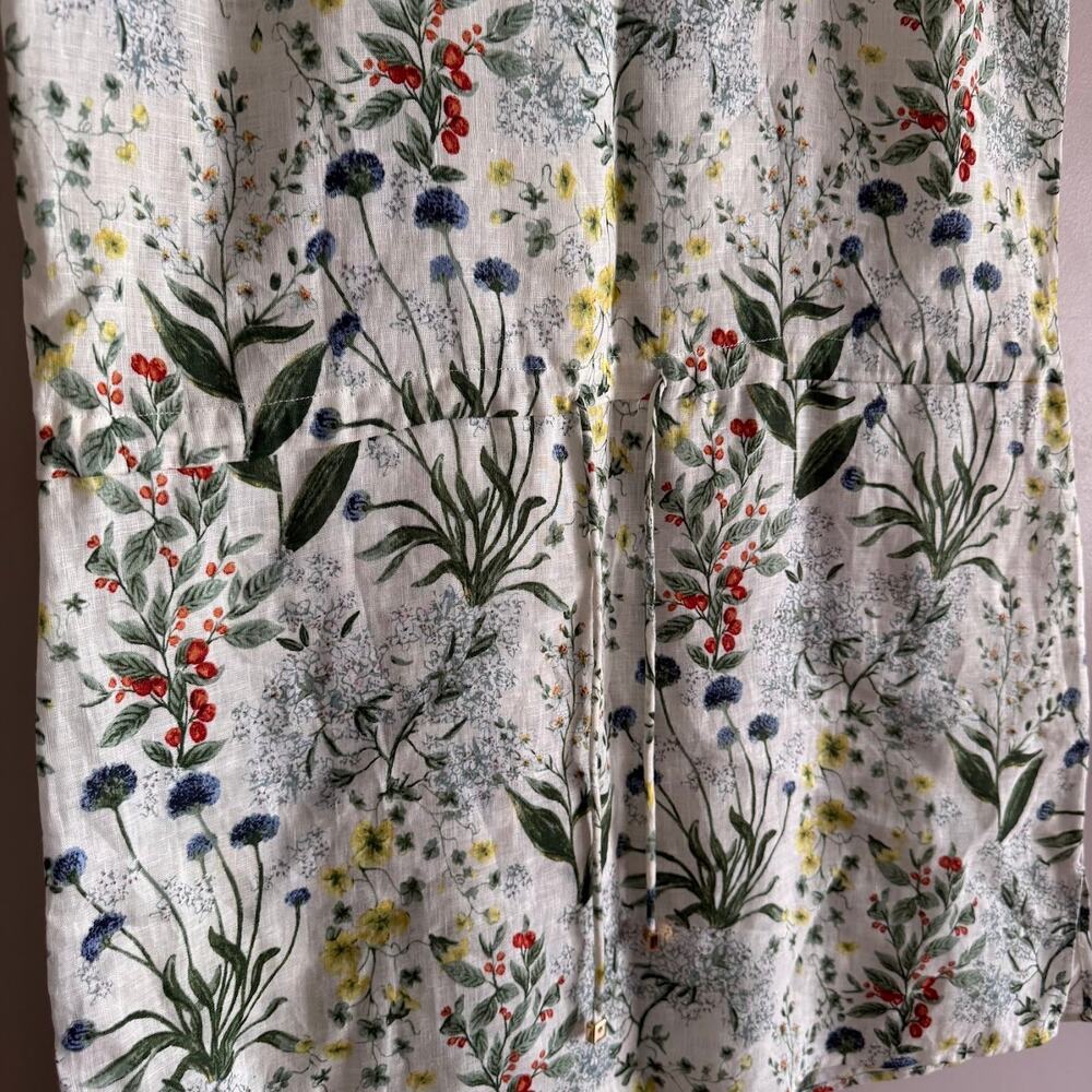 Tory Burch Botanical Print Tomino Dress Linen Coverup Size Medium $325 New - Picture 7 of 9